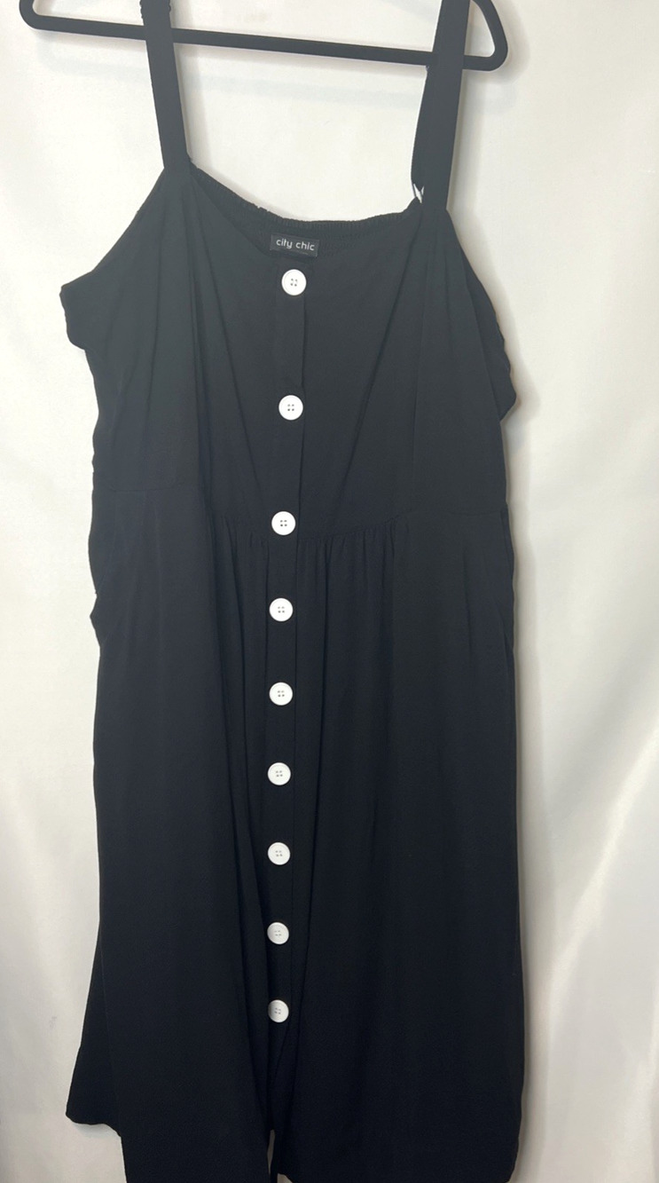 City Chic Dress Black Sleeveless Pull Over Fit-Flared Pockets Size 22